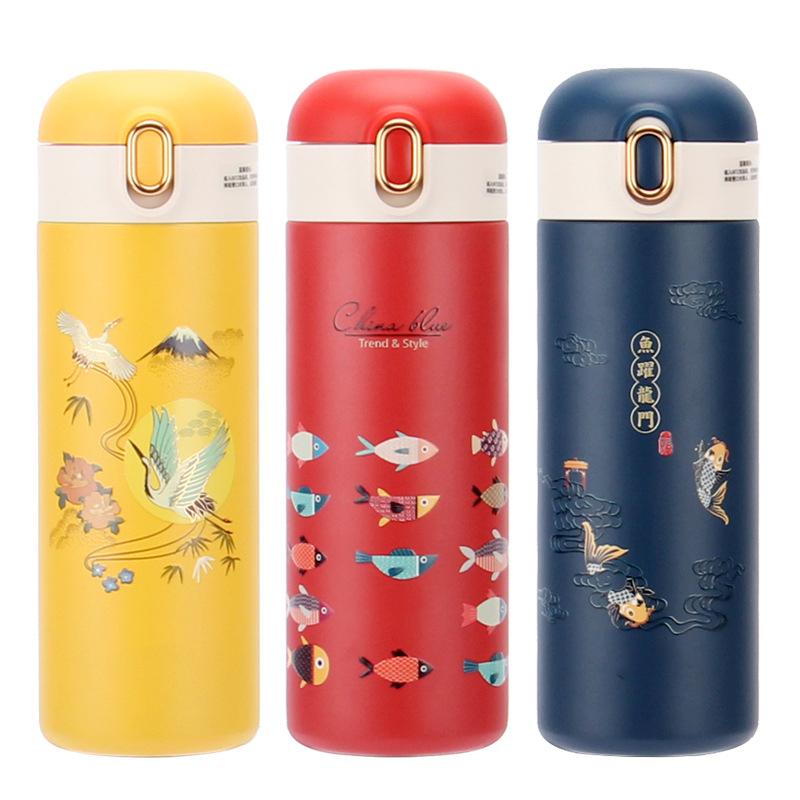 316不銹鋼真空保溫杯中國風潮彈蓋車載杯LOGO